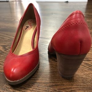 Red leather shoes